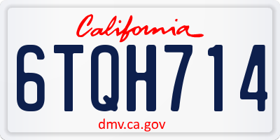 CA license plate 6TQH714