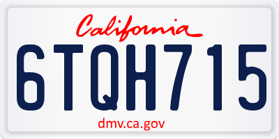 CA license plate 6TQH715