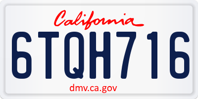 CA license plate 6TQH716