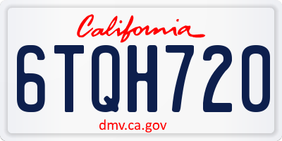 CA license plate 6TQH720
