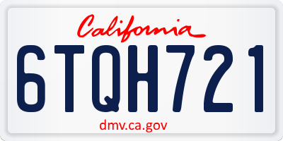 CA license plate 6TQH721