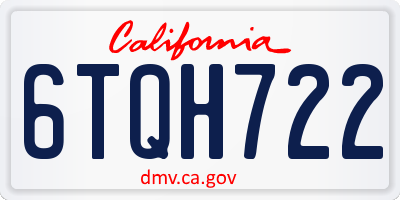 CA license plate 6TQH722