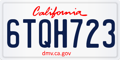 CA license plate 6TQH723