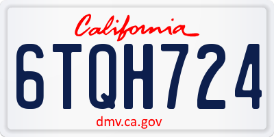 CA license plate 6TQH724
