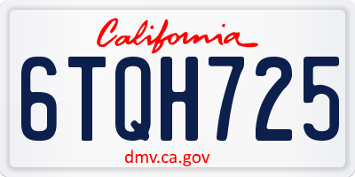 CA license plate 6TQH725