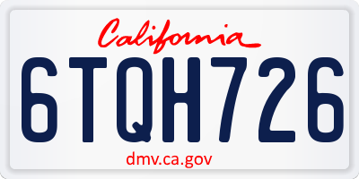 CA license plate 6TQH726
