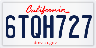 CA license plate 6TQH727