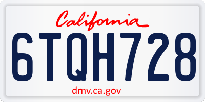 CA license plate 6TQH728