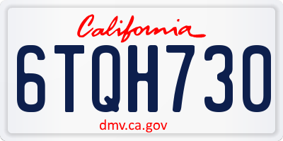 CA license plate 6TQH730