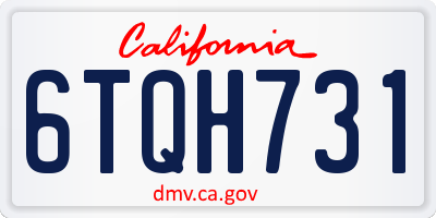 CA license plate 6TQH731