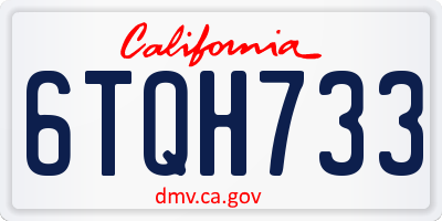 CA license plate 6TQH733