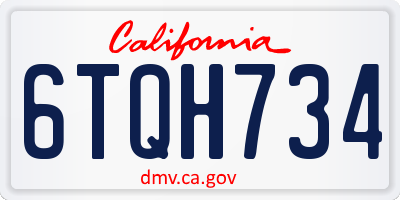 CA license plate 6TQH734