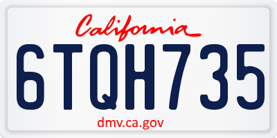 CA license plate 6TQH735