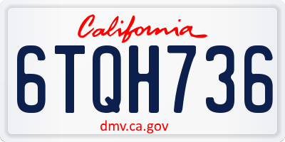 CA license plate 6TQH736