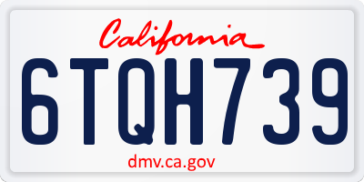 CA license plate 6TQH739