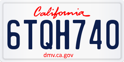 CA license plate 6TQH740