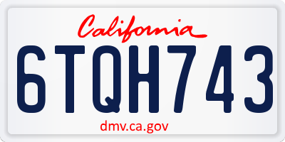 CA license plate 6TQH743
