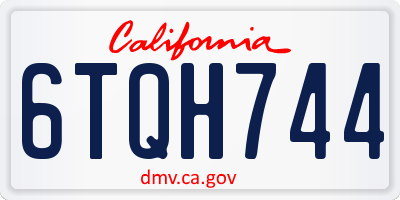 CA license plate 6TQH744