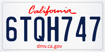 CA license plate 6TQH747
