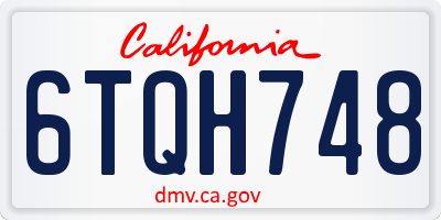 CA license plate 6TQH748