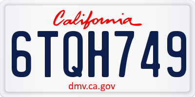 CA license plate 6TQH749