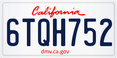 CA license plate 6TQH752