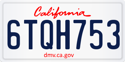 CA license plate 6TQH753