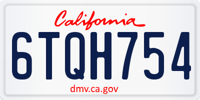 CA license plate 6TQH754
