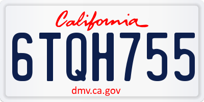 CA license plate 6TQH755