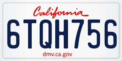 CA license plate 6TQH756