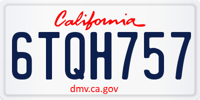 CA license plate 6TQH757