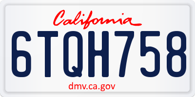CA license plate 6TQH758
