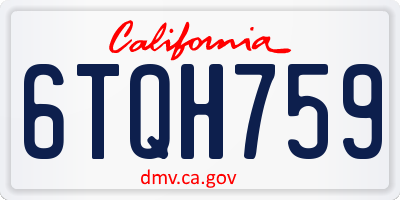 CA license plate 6TQH759