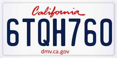 CA license plate 6TQH760