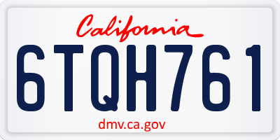 CA license plate 6TQH761