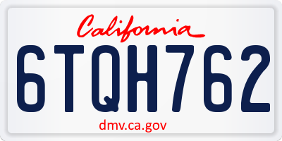 CA license plate 6TQH762