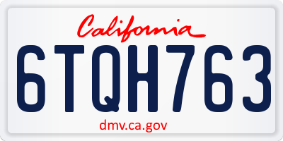 CA license plate 6TQH763