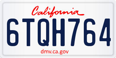CA license plate 6TQH764