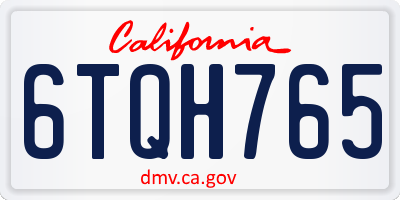 CA license plate 6TQH765