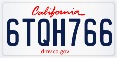 CA license plate 6TQH766