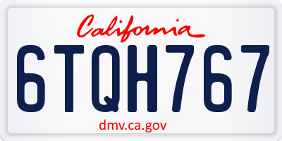 CA license plate 6TQH767