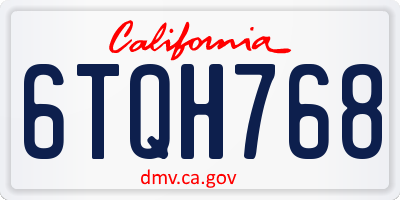 CA license plate 6TQH768