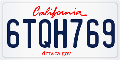 CA license plate 6TQH769