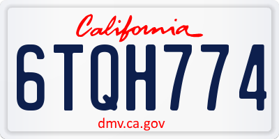 CA license plate 6TQH774