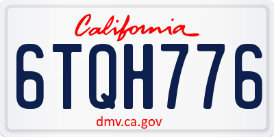 CA license plate 6TQH776