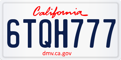 CA license plate 6TQH777