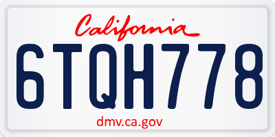 CA license plate 6TQH778