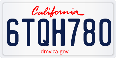 CA license plate 6TQH780