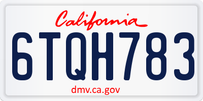 CA license plate 6TQH783