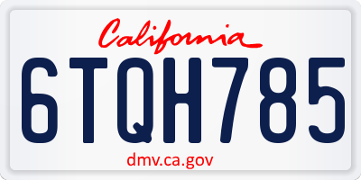 CA license plate 6TQH785